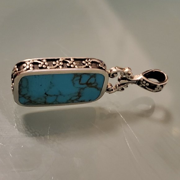 Reversible Turquoise & Lapis SST Pendant - Picture 3 of 8